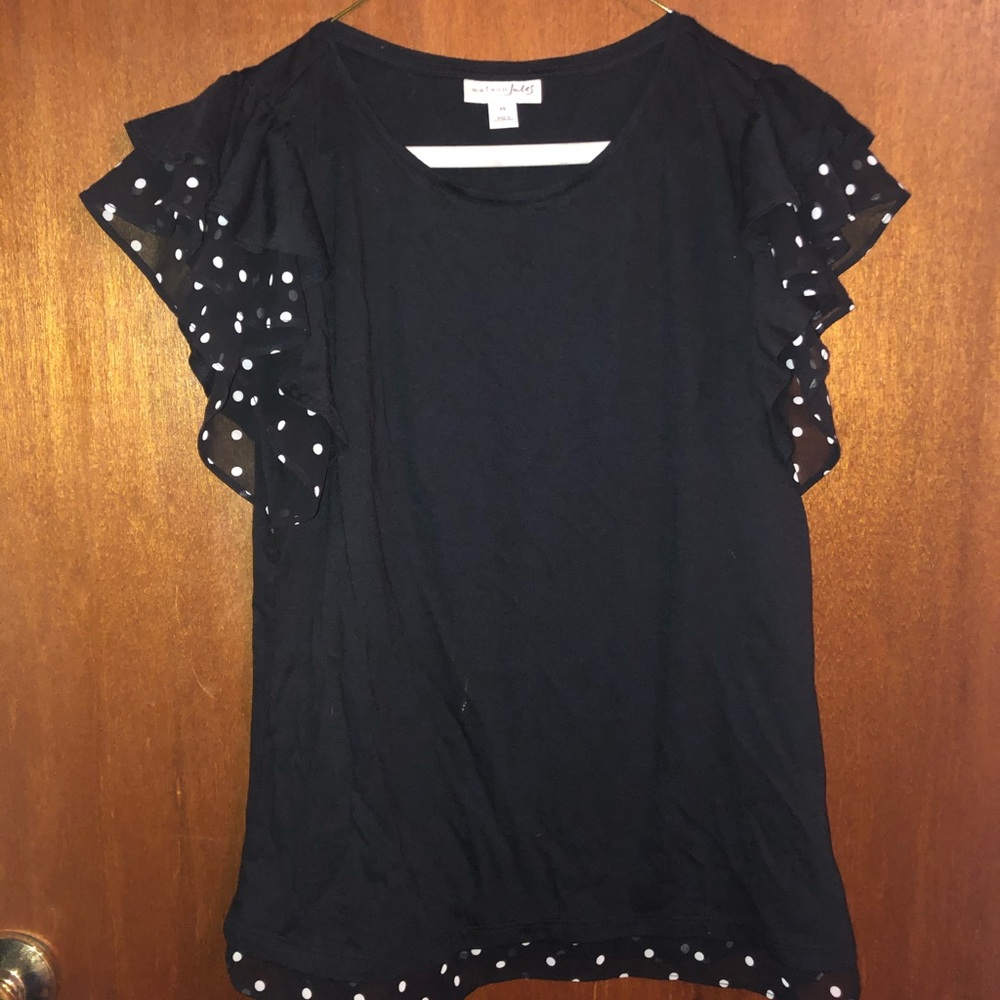 Maison Jules Black Polka Dot Top